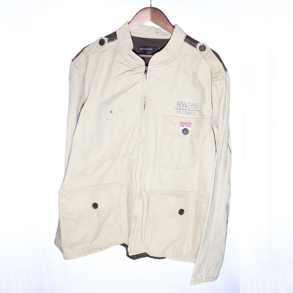 ROCAWEAR RW-99 NINE NINE FOREVER 100%Cotton Cargo Jacket Khaki/Brown Size 3XL